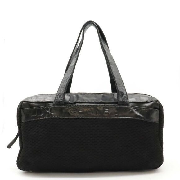 Chanel Logo Knit Leather Tote Bag - Picture 1 of 9